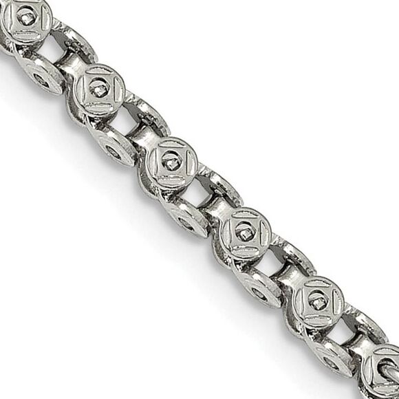 3.75mm Stainless Steel Fancy Circle Link Chain Necklace 18 Inch